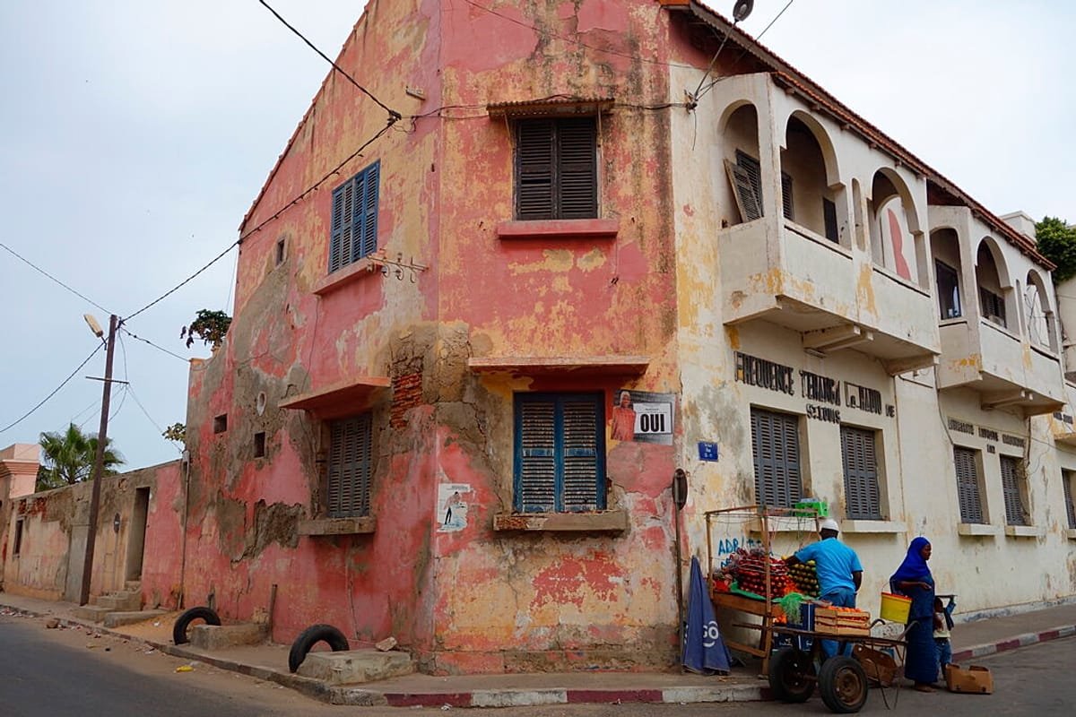 Colonial-era building in Saint-Louis, Senegal