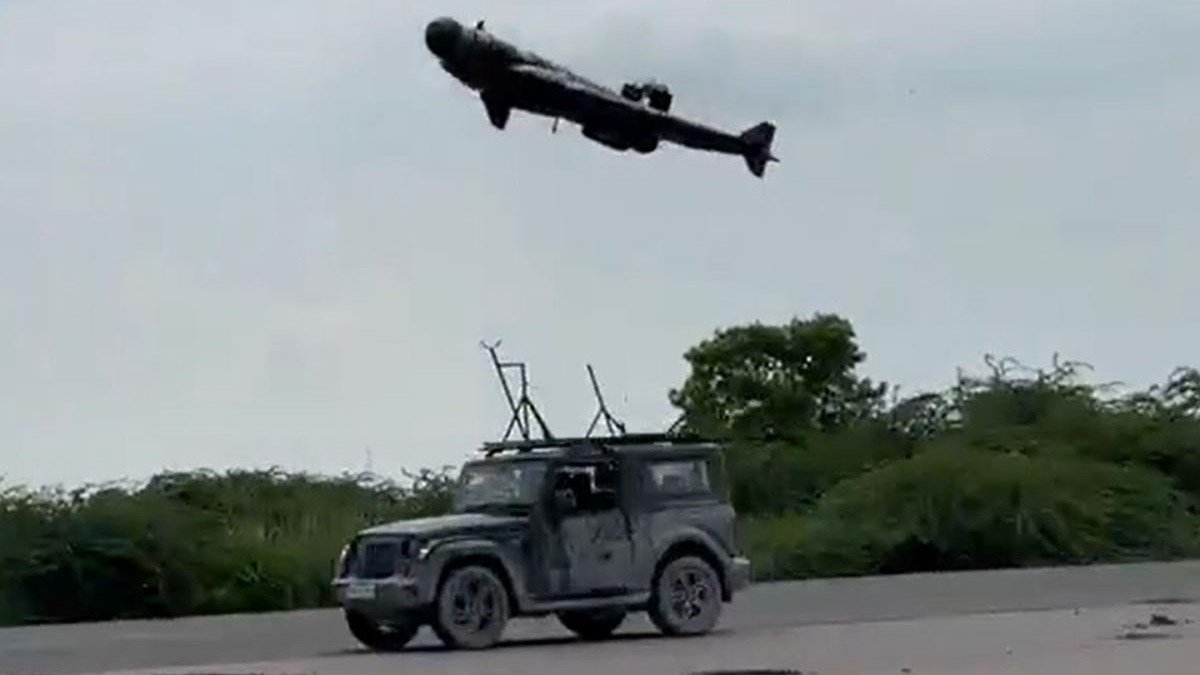 Divyastra Mk3 jet-powered loitering munition developed by HoverIt and Kawa UAV during trial