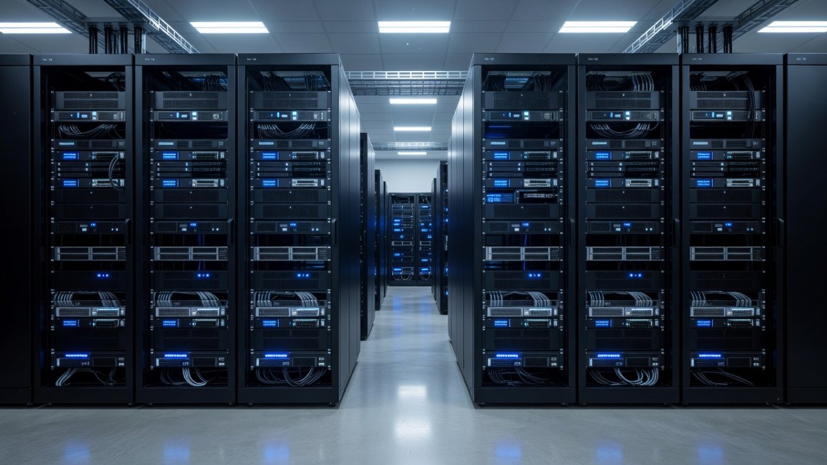 Data center server racks representing YouTube platform infrastructure