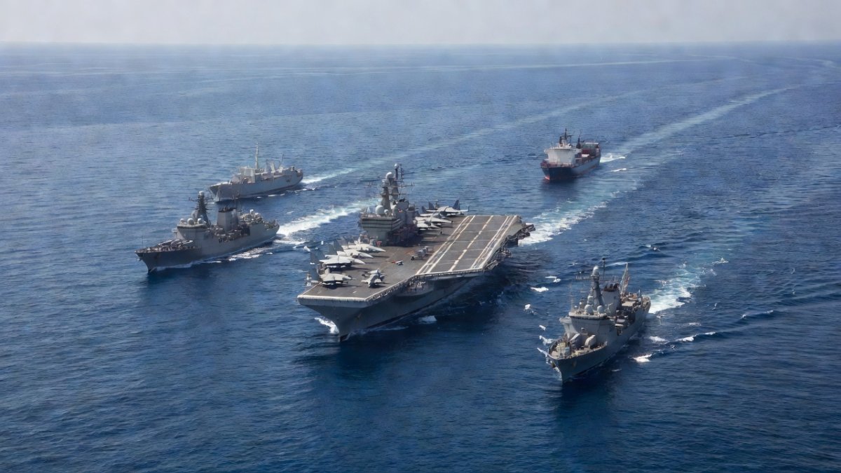 US naval carrier group crossing the Indian Ocean toward the Middle East