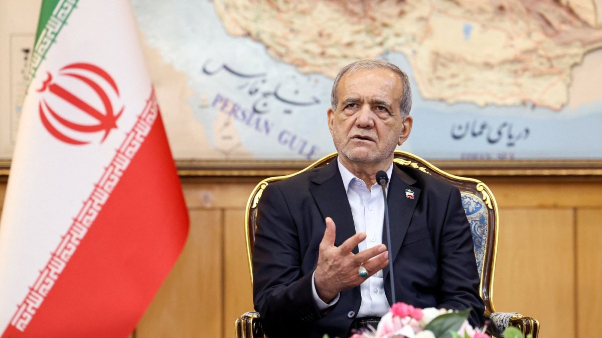 Iranian President Masoud Pezeshkian at Mehrabad Airport, Tehran