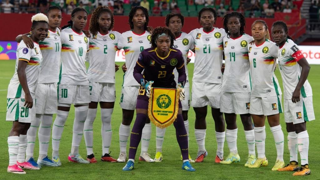 Michaely Bihina in action for Cameroon during the Wafcon semi-final against Morocco in Rabat