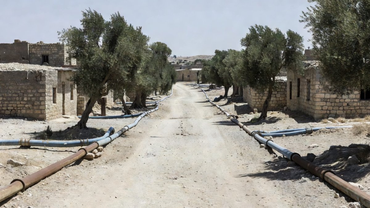 Damaged water pipes in West Bank village after settler attack
