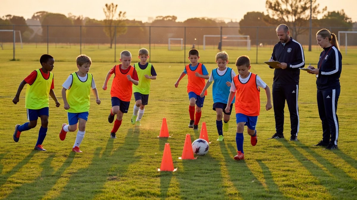 Young footballers training at a youth academy, reflecting the player development focus of the Pochettino era