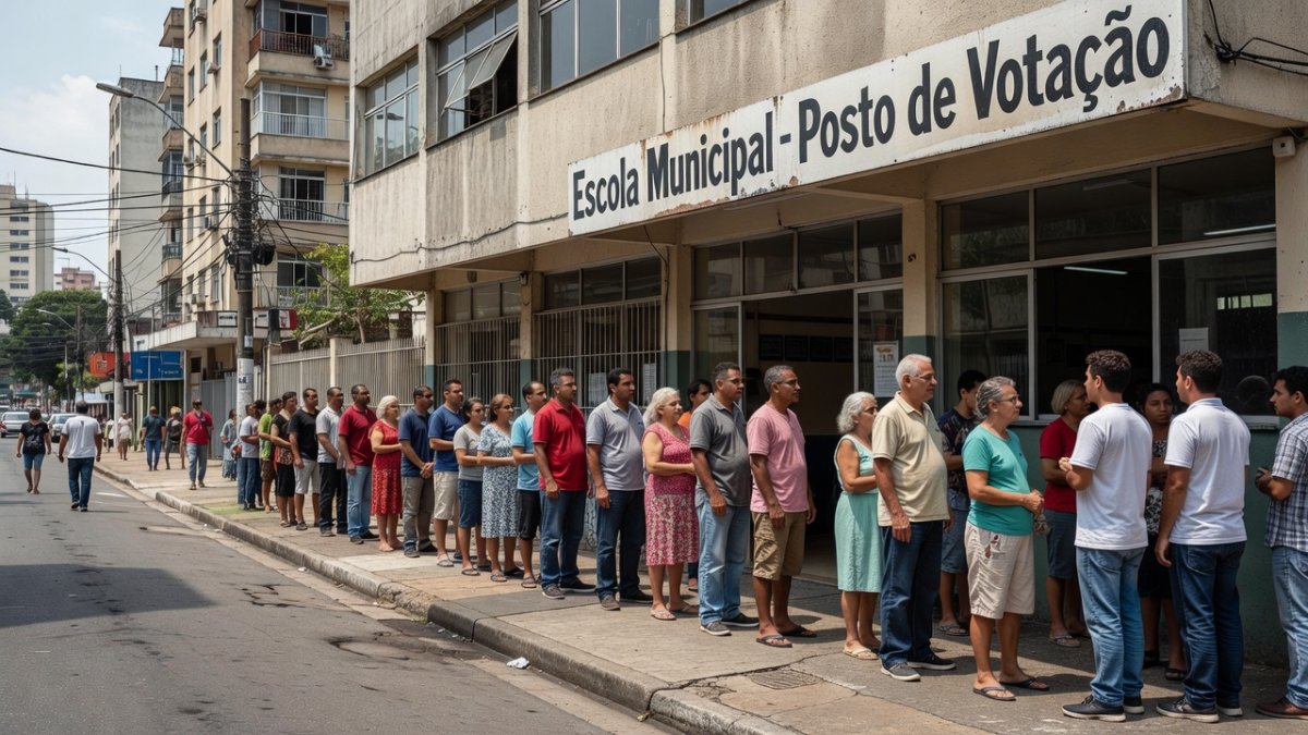 Brazilian voters outside a polling station in Sao Paulo during the 2026 election campaign