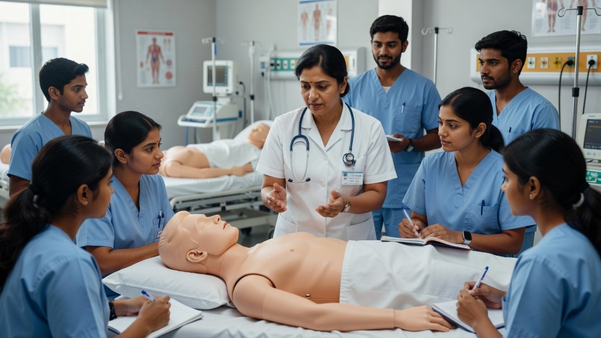 Nursing training in a modern hospital