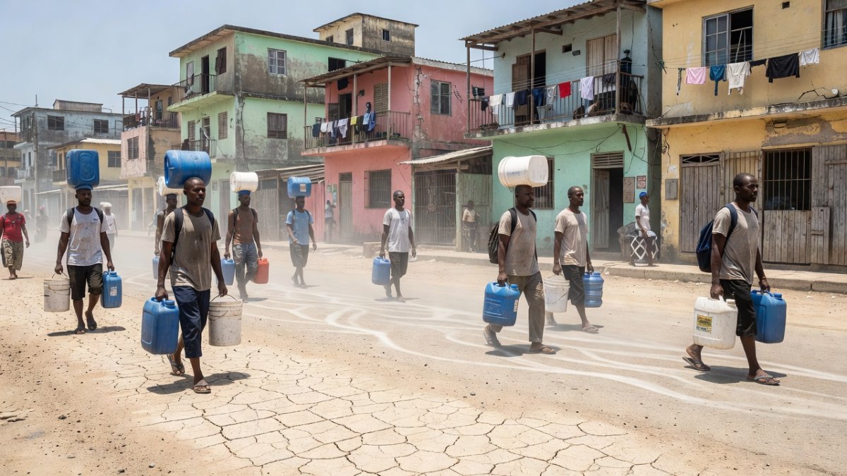 Residents in Puerto Rico carrying water containers during rotating rationing