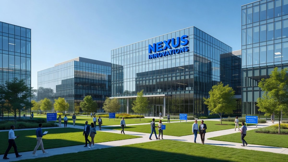 Meta headquarters building in Menlo Park, California, with the company logo visible