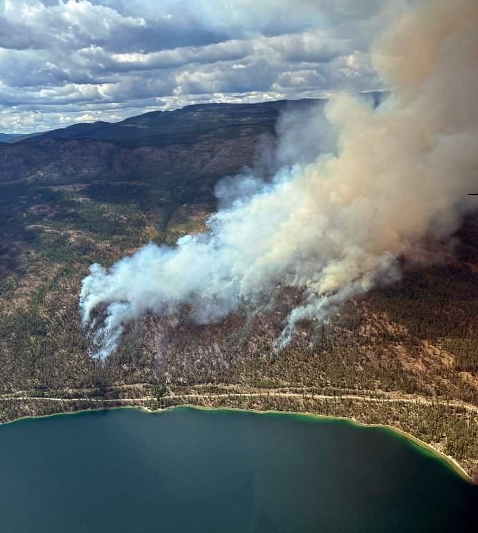 Wildfire smoke over the Okanagan Valley in British Columbia