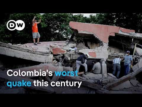 Collapsed buildings and debris in Pereira, Colombia after the August 2026 earthquake