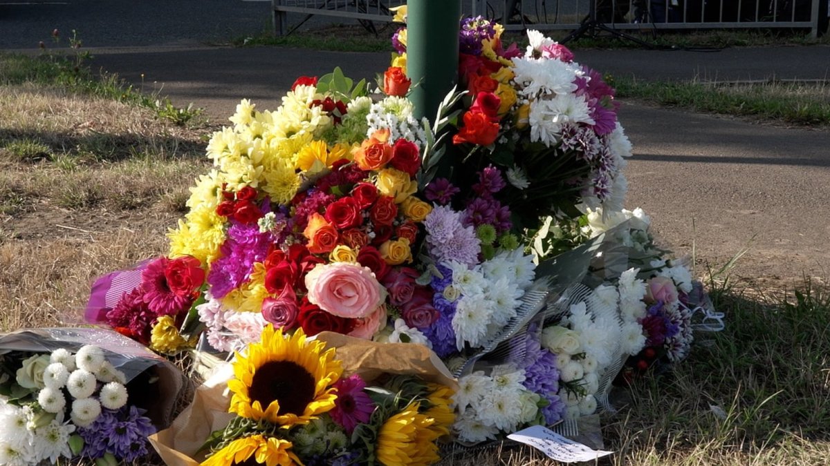 Flowers left in tribute near the scene of the A66 crash