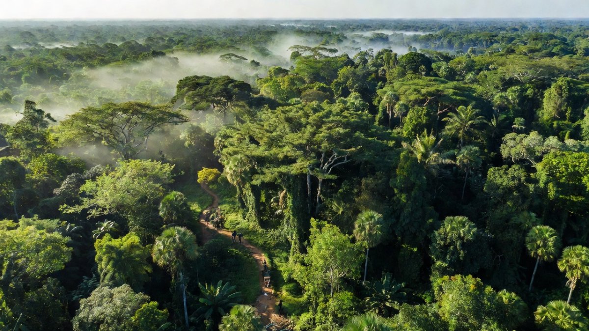 Aerial view of the Yucatan peninsula jungle, the jaguar stronghold