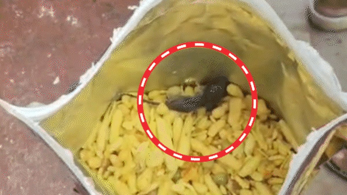 Sealed Bikanervala Navratna Mixture namkeen packet at the centre of a Kanpur Dehat food safety complaint