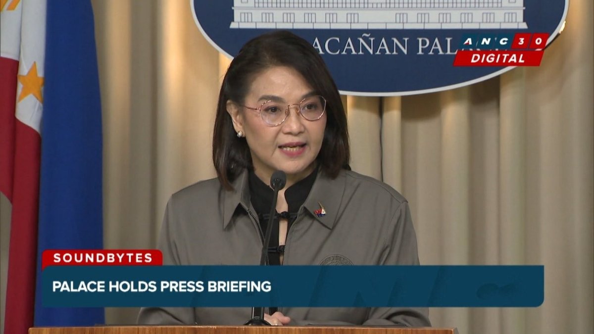 Presidential Communications Office Undersecretary Claire Castro speaking at a press briefing in Malacañang