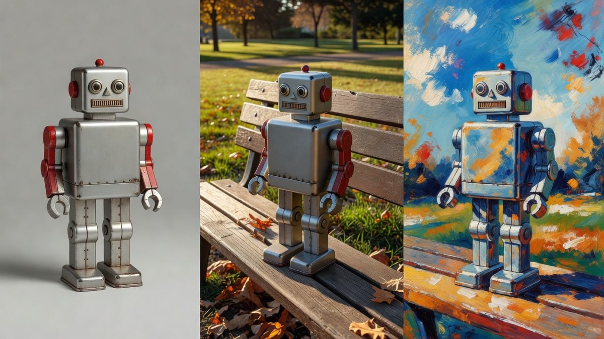The same object rendered in studio, outdoor, and artistic styles, demonstrating consistent SDXL LoRA object output