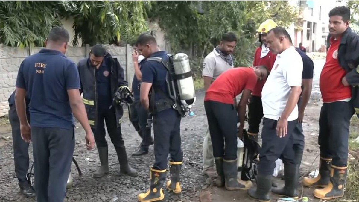 Rescue operations at the Godhani water treatment plant in Nagpur after a chlorine gas leak on August 24, 2026