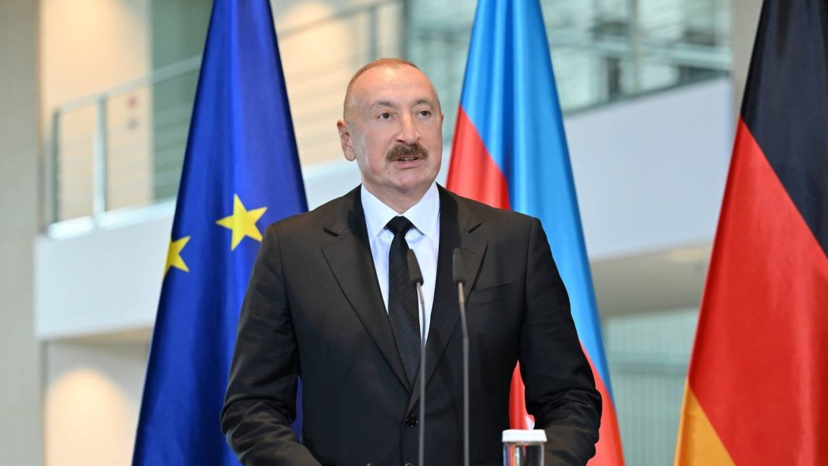 Azerbaijani President Ilham Aliyev and German Chancellor Friedrich Merz at a press conference in Berlin, July 2026