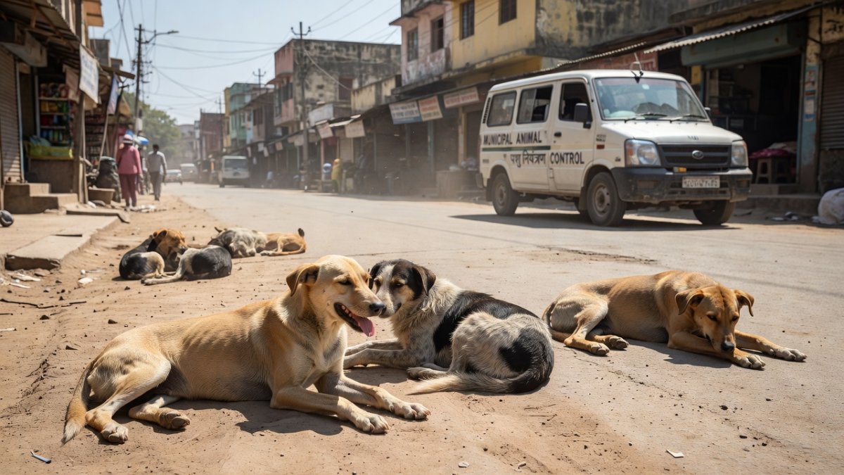 Stray dogs on a street in an Indian town as municipal animal control remains uneven (Global 1 News)