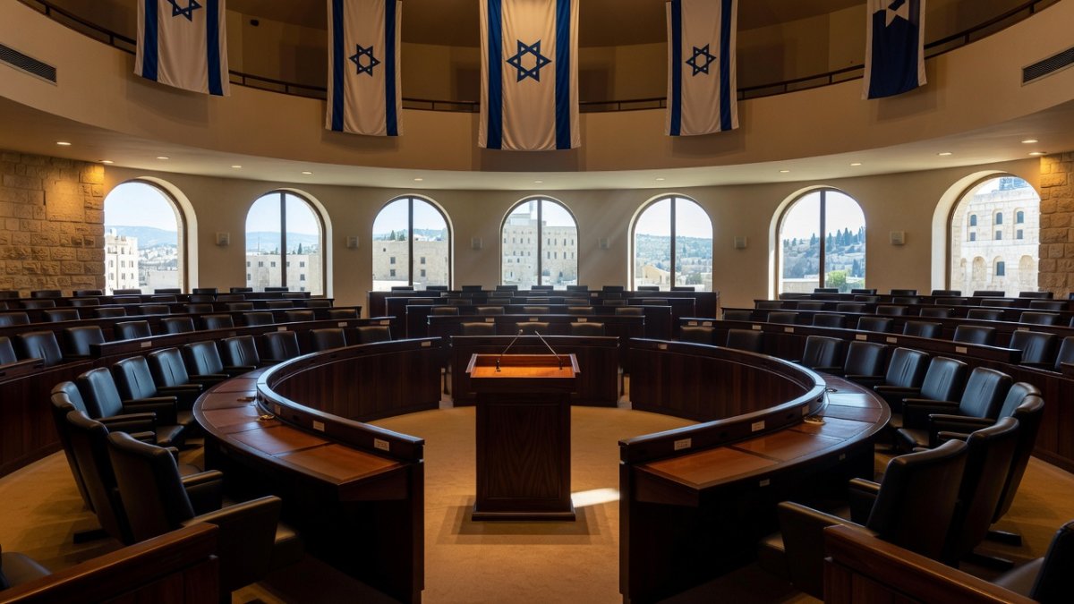 The Knesset chamber in Jerusalem ahead of the October 27, 2026 election
