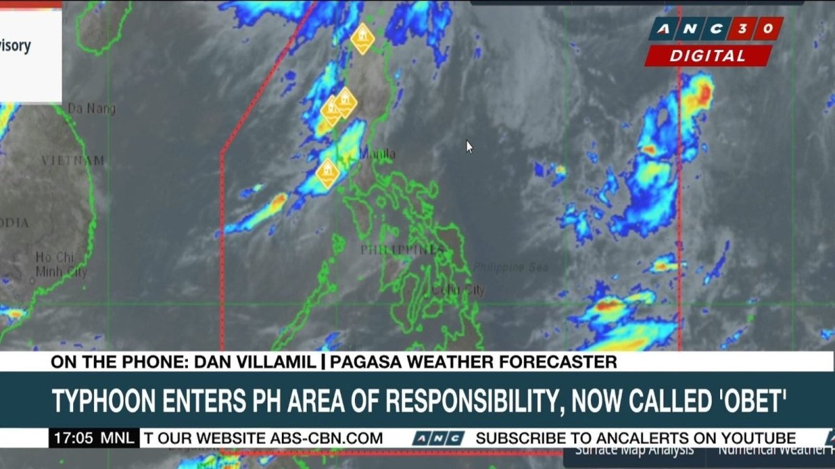 ANC 24/7 report on Typhoon Obet entering the Philippine Area of Responsibility