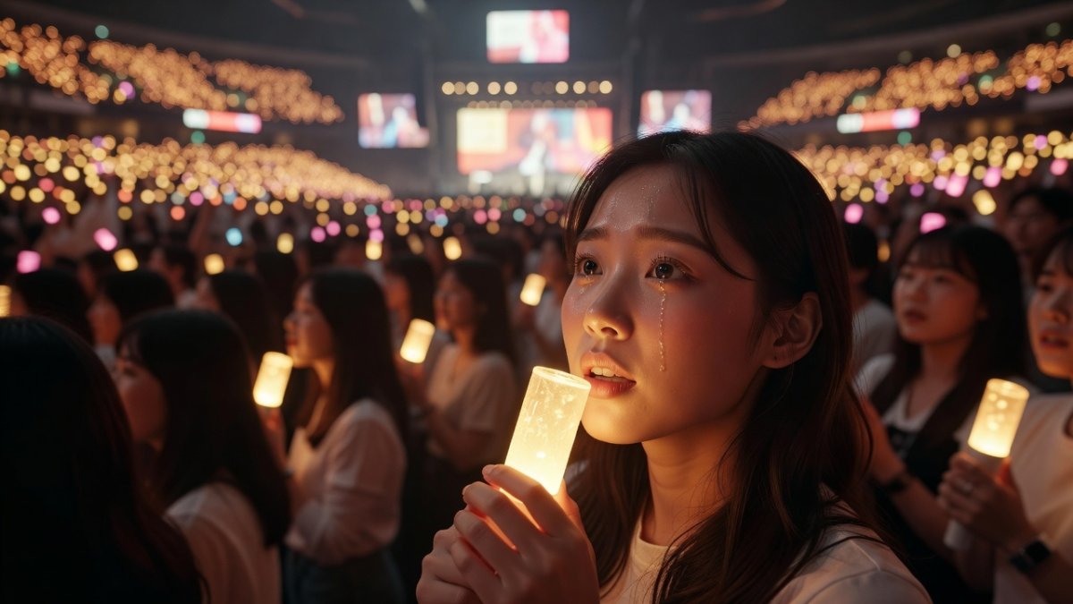 Jimin interacting with a young fan at a BTS concert in Texas