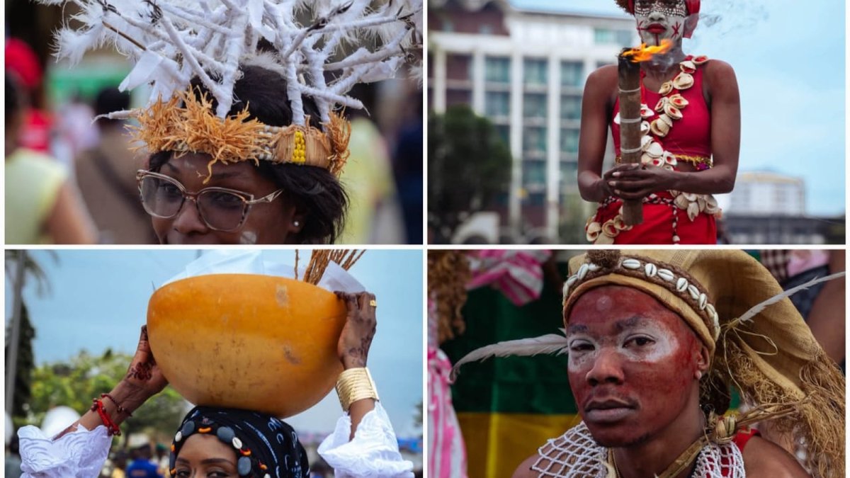 Performers and visitors at Gabon's Festival of Cultures, with Senegal as guest of honour