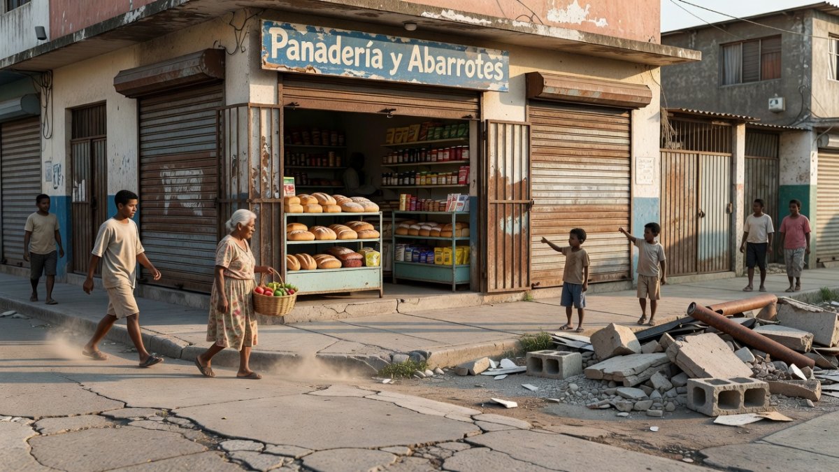 Reopened bakery and shops on La Atlantida Avenue in Catia La Mar, La Guaira, during recovery
