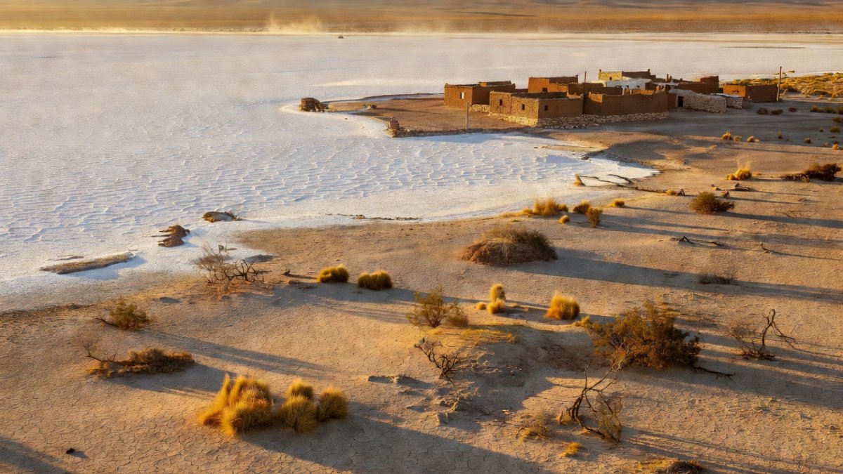 Andean salt flat and Indigenous community on the edge of lithium territory