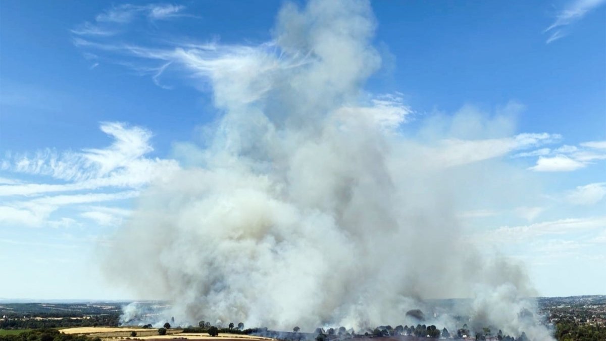 Fire damage in Stourbridge after a wildfire spread from grassland to homes