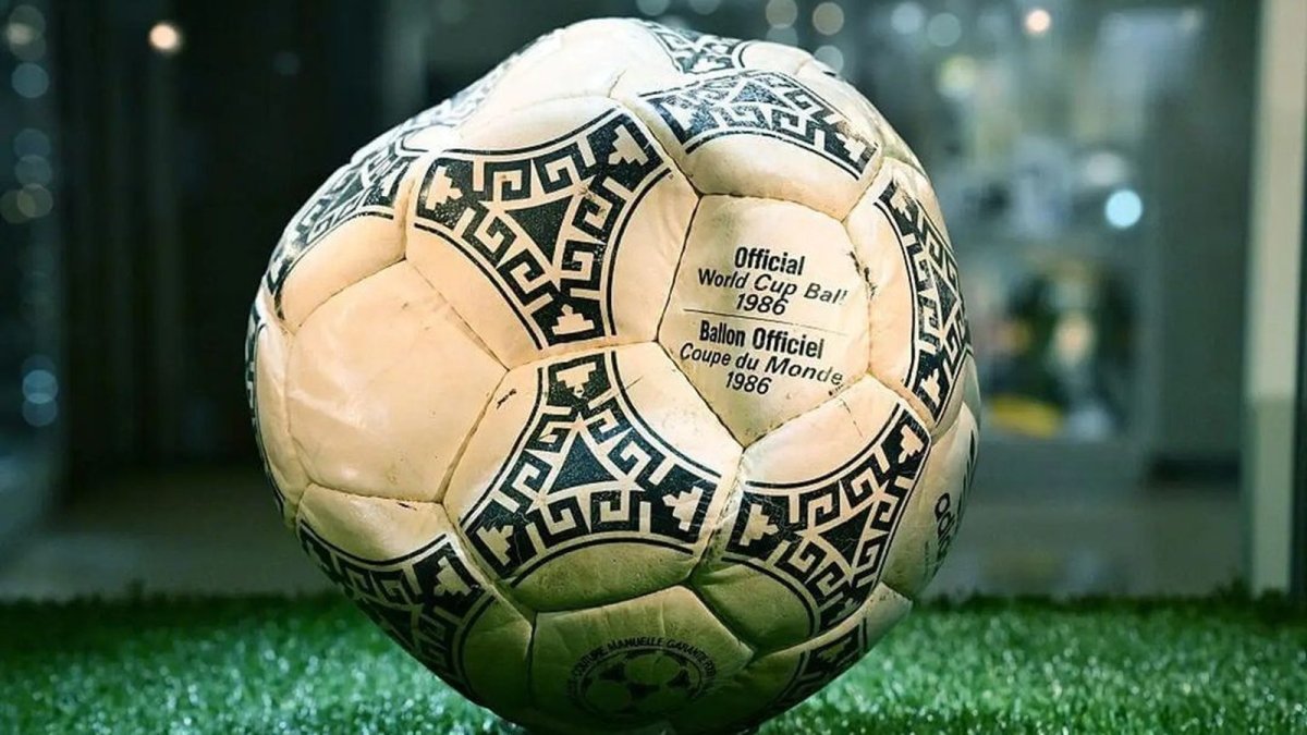 The Adidas Azteca match ball from Argentina's 2-1 win over England at the 1986 World Cup (TRT World)