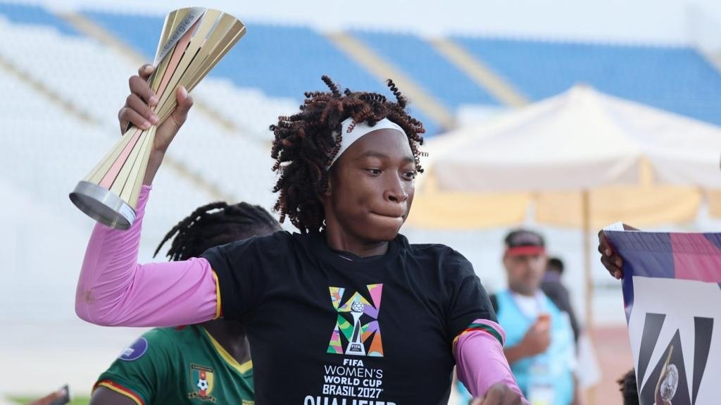 Cameroon players celebrate their run to the 2026 Women's Africa Cup of Nations final