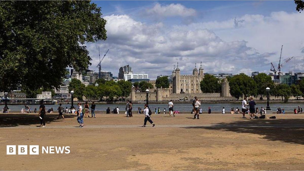 Parched landscape and low water levels in southern England during the 2026 drought
