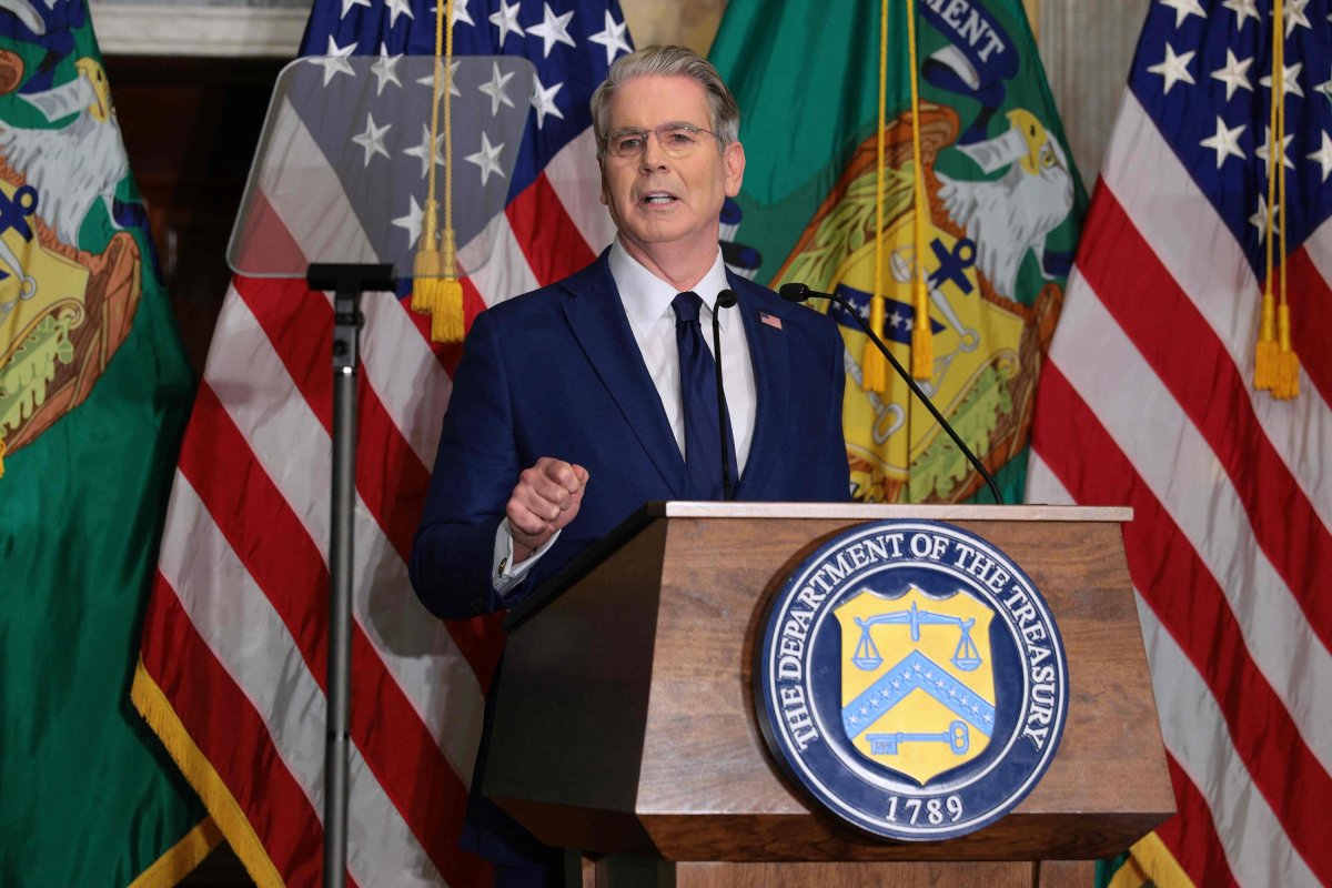 US Treasury Secretary Scott Bessent announces Operation Economic Outcast at a press conference