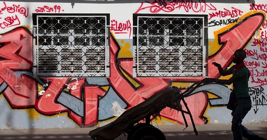The dilapidated former slave depot building in Saint-Louis, Senegal