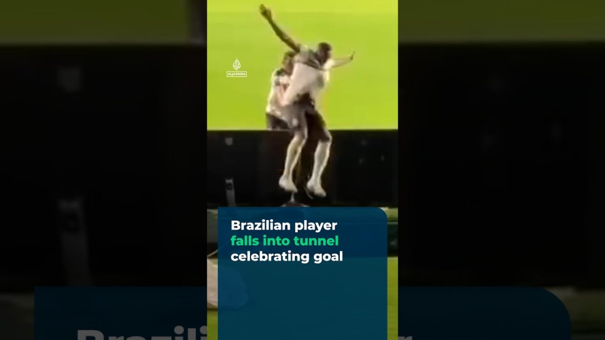 Al Jazeera English video thumbnail: Brazilian player falls into tunnel celebrating goal