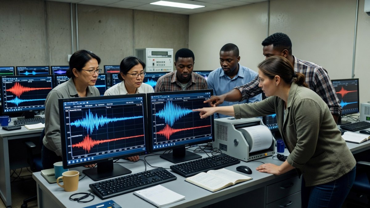 Seismic monitoring equipment tracking earthquake activity