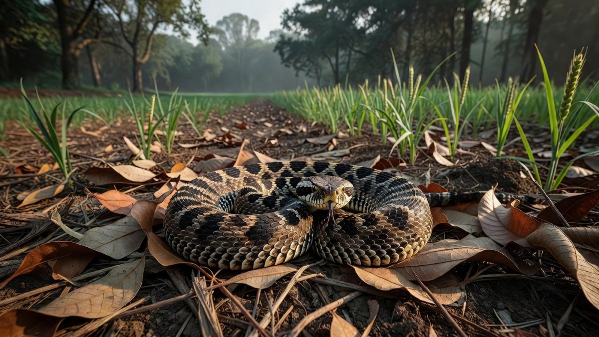 A Russell's viper photographed by a camera trap in the Satpura Tiger Reserve during the snake census