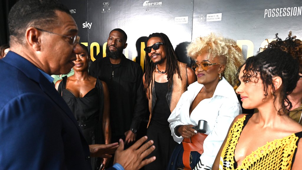 The cast of Possession at the exclusive Kingston screening in Jamaica attended by Prime Minister Andrew Holness