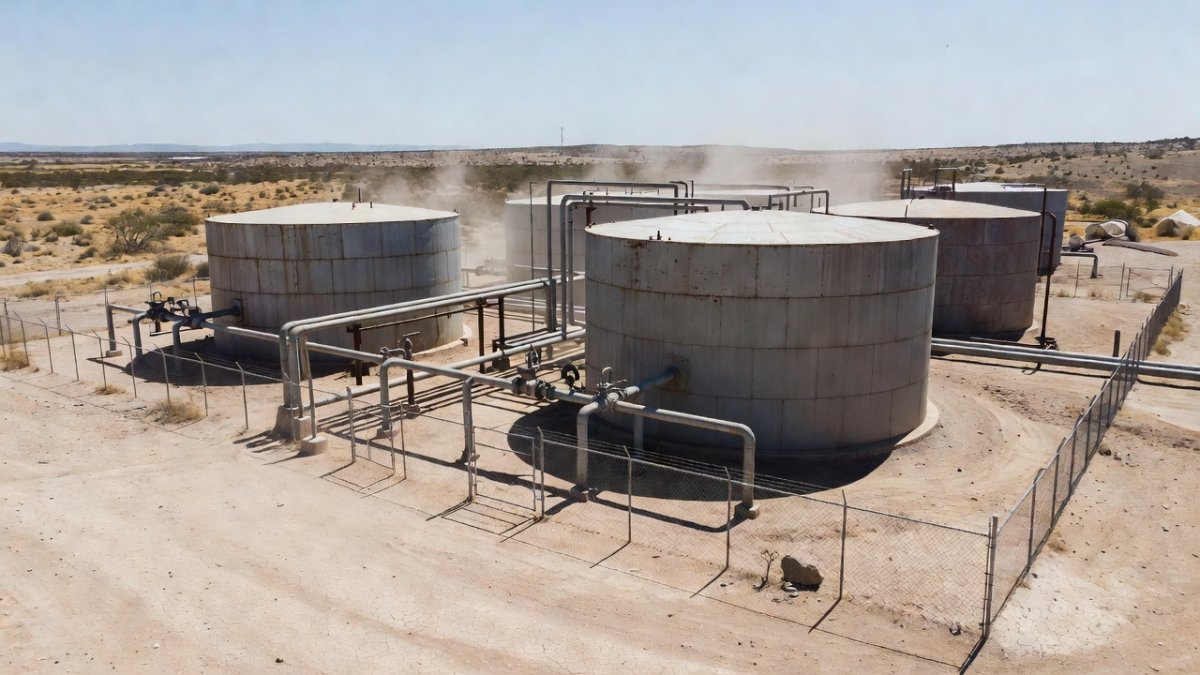 Fuel storage tanks seized by Mexican federal authorities in a huachicol operation