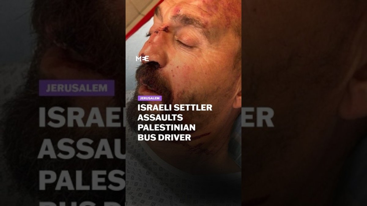 Scene from Middle East Eye video footage documenting the assault on Palestinian bus driver Khaled Oweisat in Jerusalem