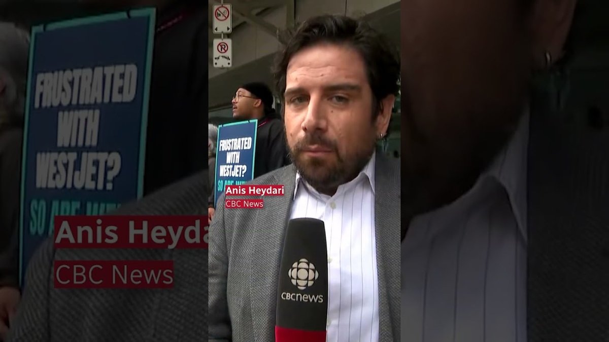 Travellers at Toronto Pearson International Airport checking WestJet departures after flight attendants went on strike
