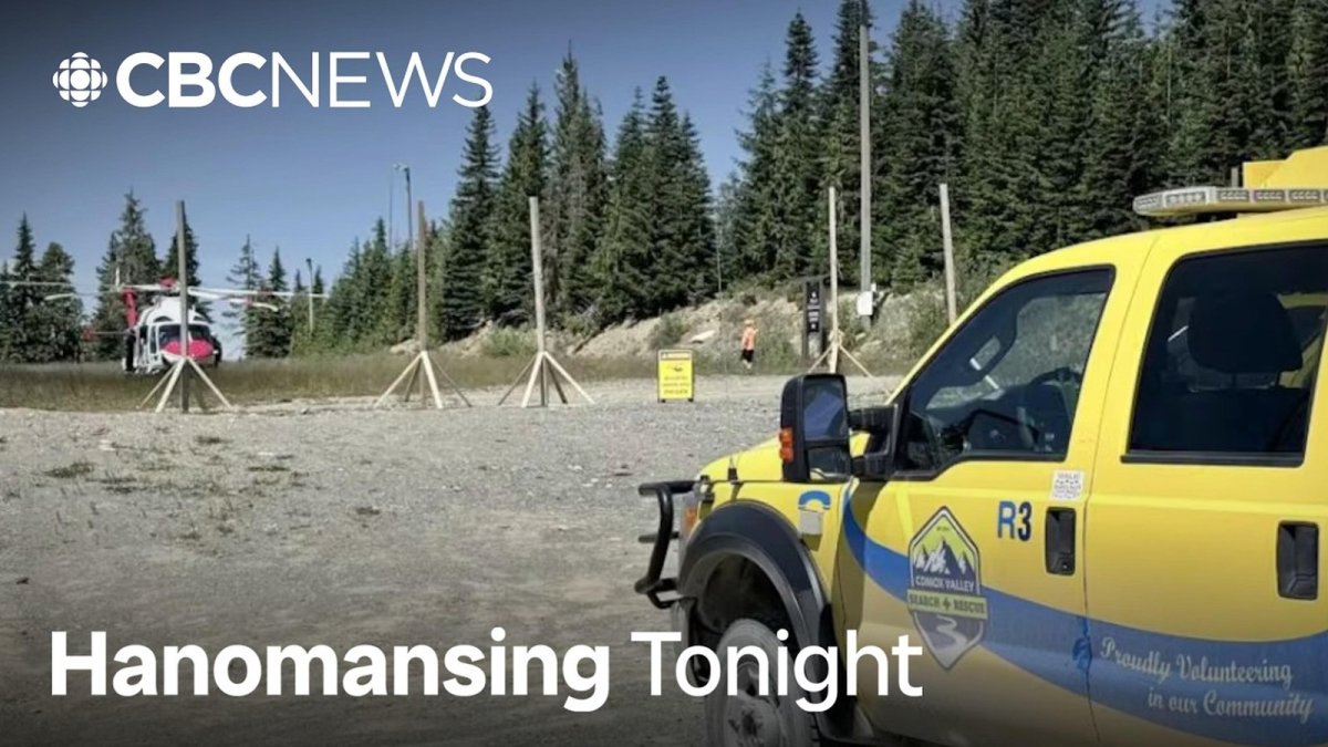 CBC News video thumbnail showing the helicopter rescue operation on Mount Albert Edward