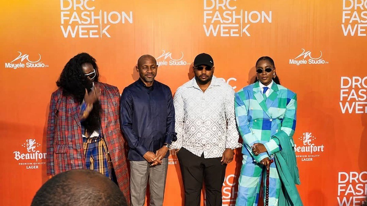 Designers and sapeurs from both Congos at the Galerie La Fontaine during DR Congo Fashion Week 2026