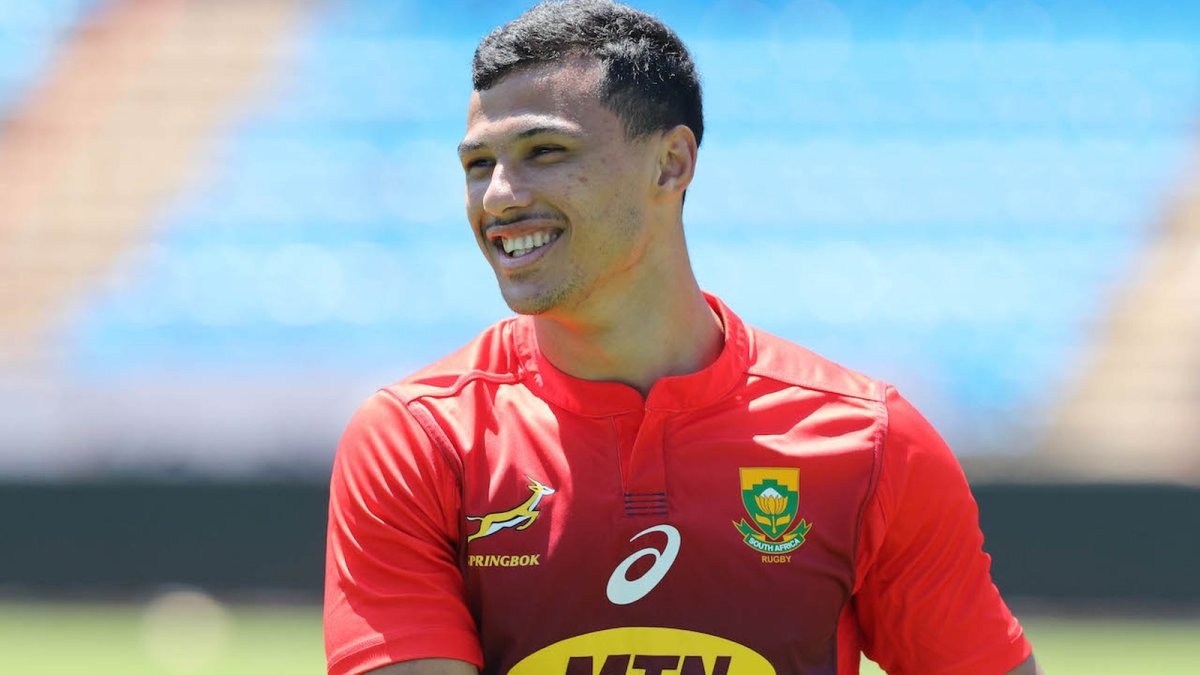 Embrose Papier of South Africa during a Springbok captain's run at Loftus Versfeld