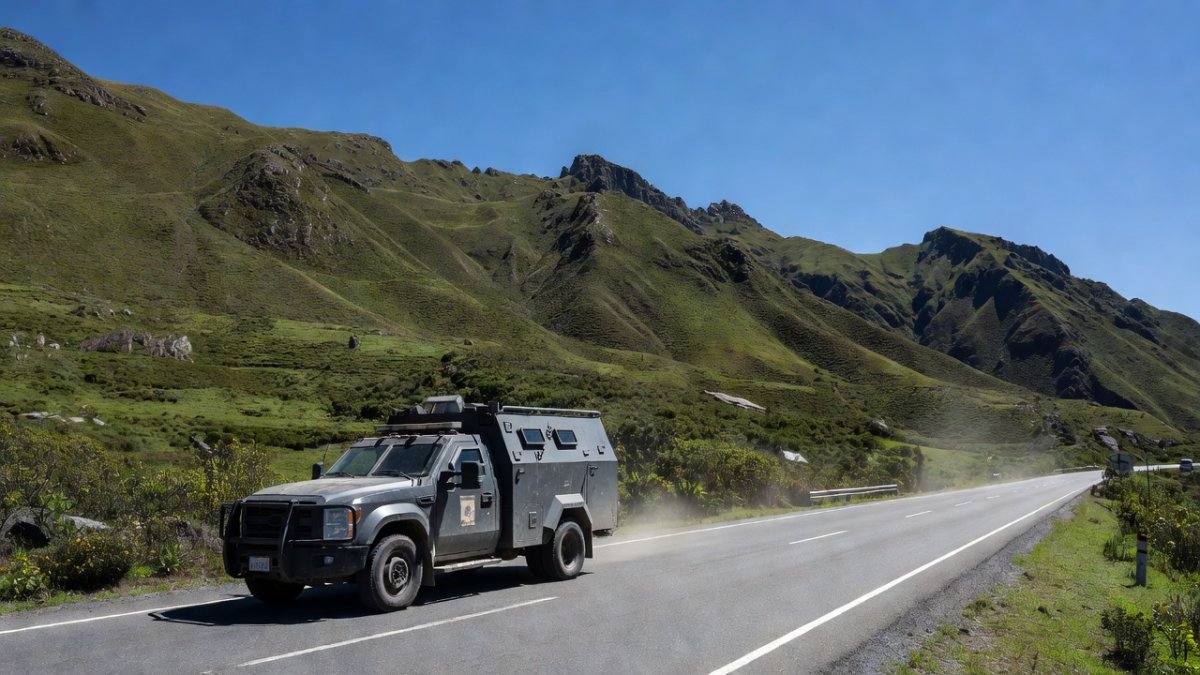 Highway checkpoint on the Pan-American Highway near the Colombia-Ecuador border