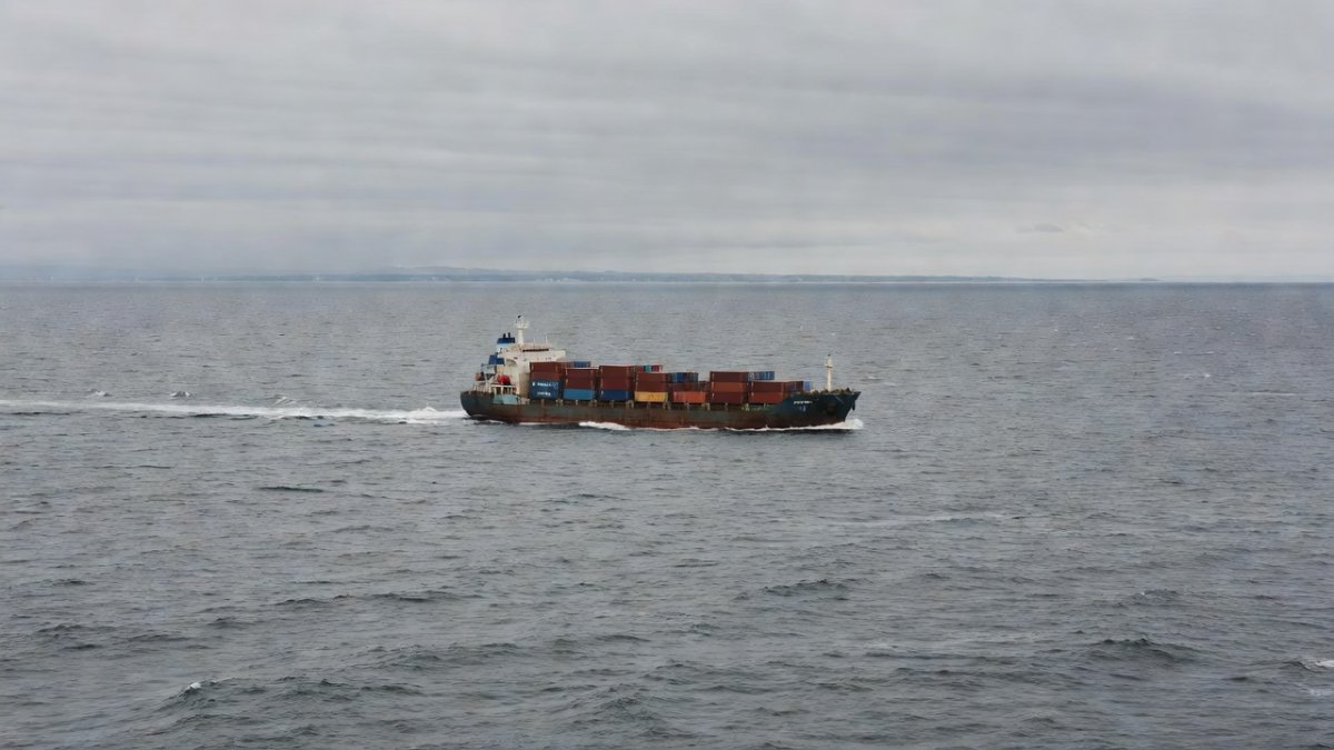 A cargo freighter sails alone on the Black Sea as the region's shipping lanes come under renewed attack