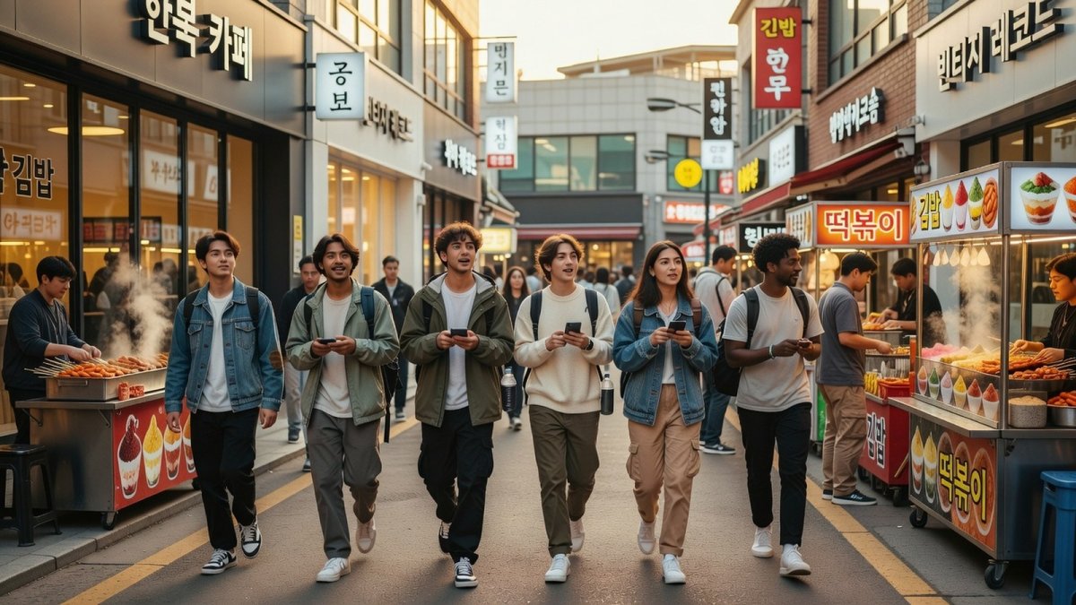 Young international travelers exploring trendy Seoul neighborhoods