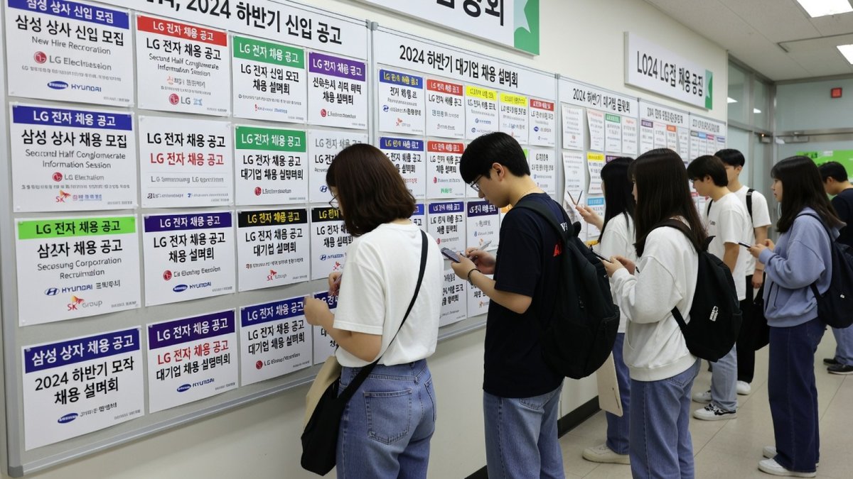 Statistics Korea employment data chart displayed on screen