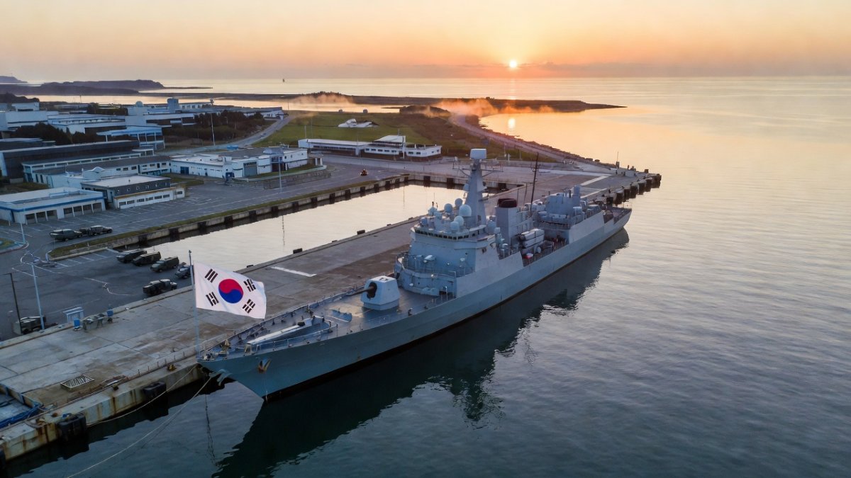 South Korean naval vessel at dock