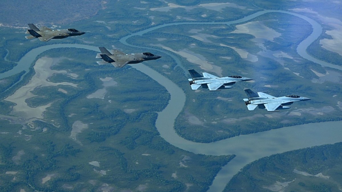 RAAF F-35A and ROKAF KF-16 formation friendship flight over Australia’s Top End